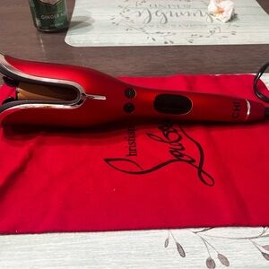 CHI Spin n Curl Ceramic 1" Rotating Curler - Ruby Red FREE Louboutin dust bags